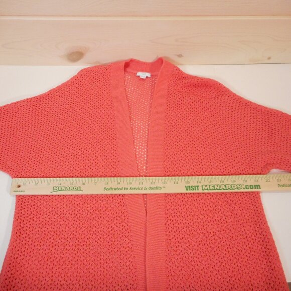 J Jill Women's size M Open Front Cardigan Peachy Coral Open-Knit Beachy - Picture 4 of 10